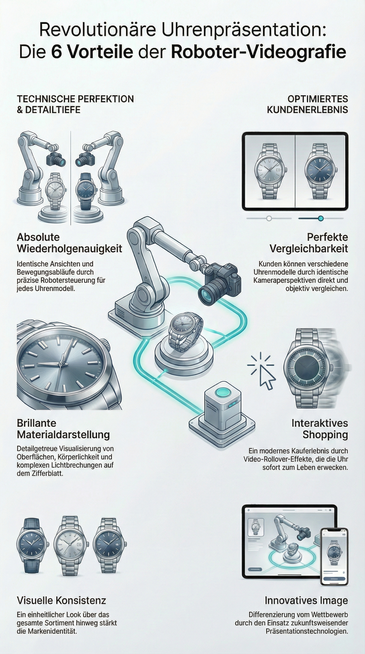 Infografik, die die Vorteile von robotergestützten Videos erklärt.